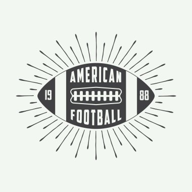 Vintage american football or rugby ball logo, badge or label