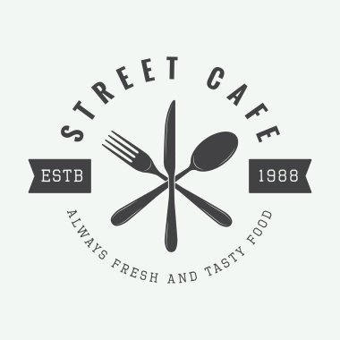 Vintage Restoran logosu, rozet veya amblem.