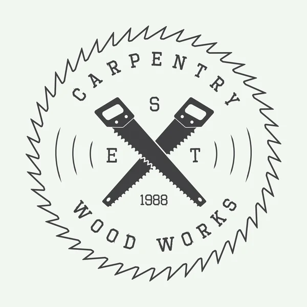 Set of vintage carpentry label, emblem, badge or logo. Vector illustration — Wektor stockowy