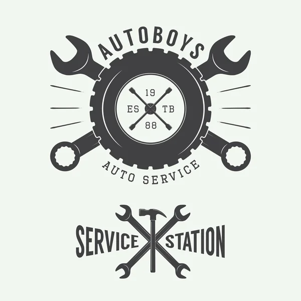 Vintage mekanik etiket, amblem ve logo