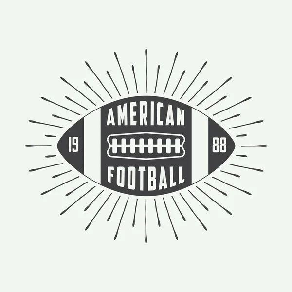 Vintage american football or rugby ball logo, badge or label — Stock Vector