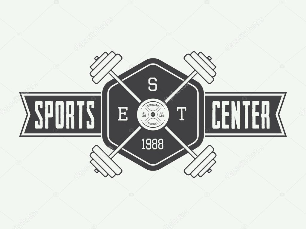 Gym logo in vintage style. Vector illustration