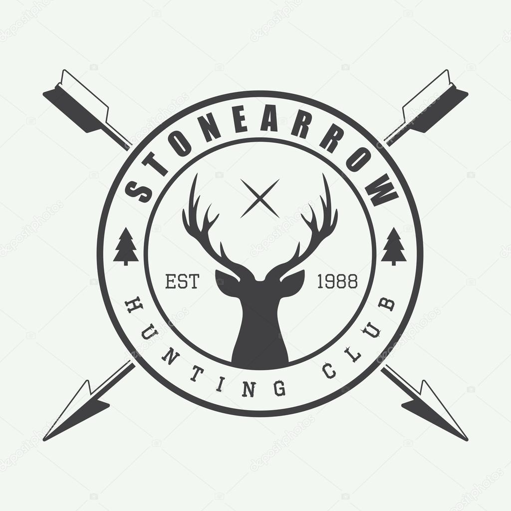 Hunting logo in vintage style. Vector illustration. Vector illustration