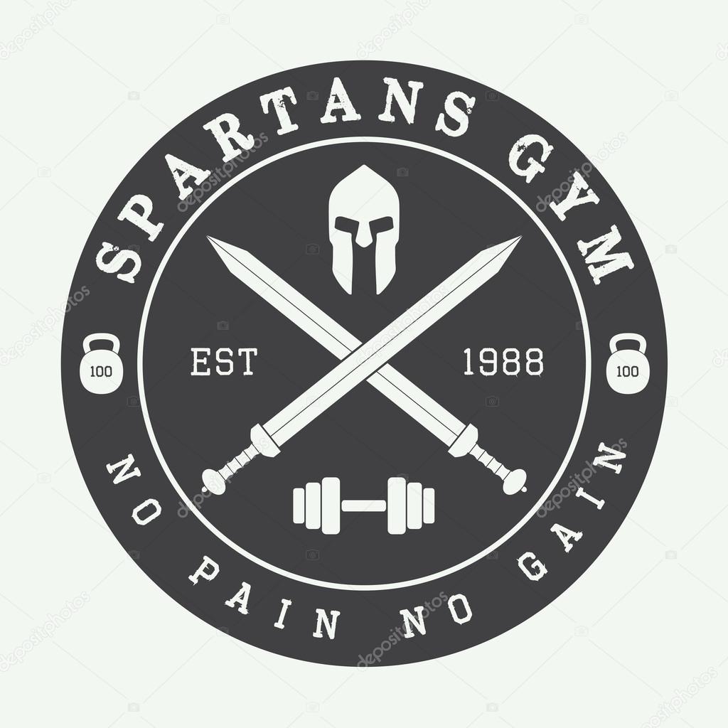 Gym logo in vintage style. Vector illustration.