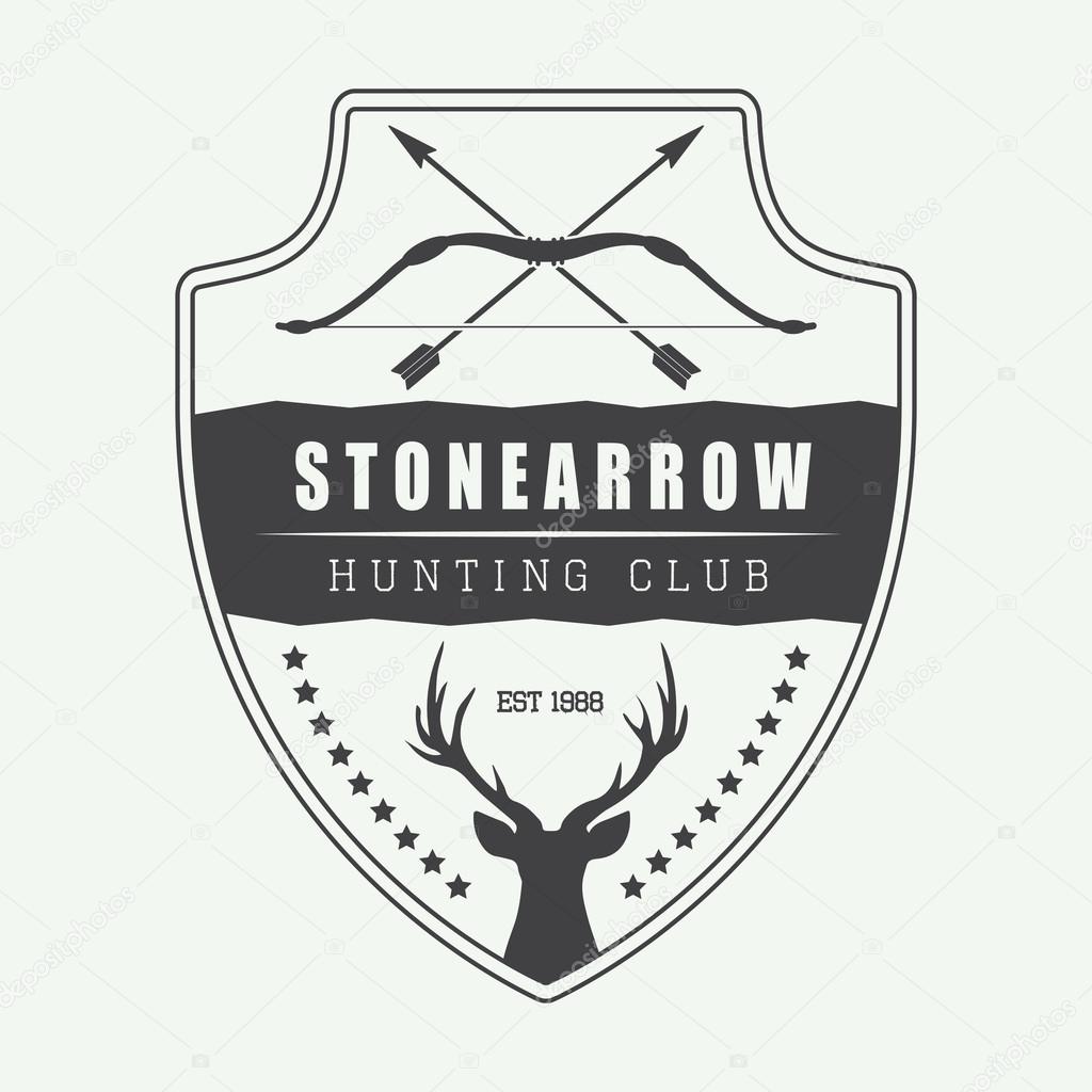 Vintage hunting label, logo, badge and design elements. Vector illustration