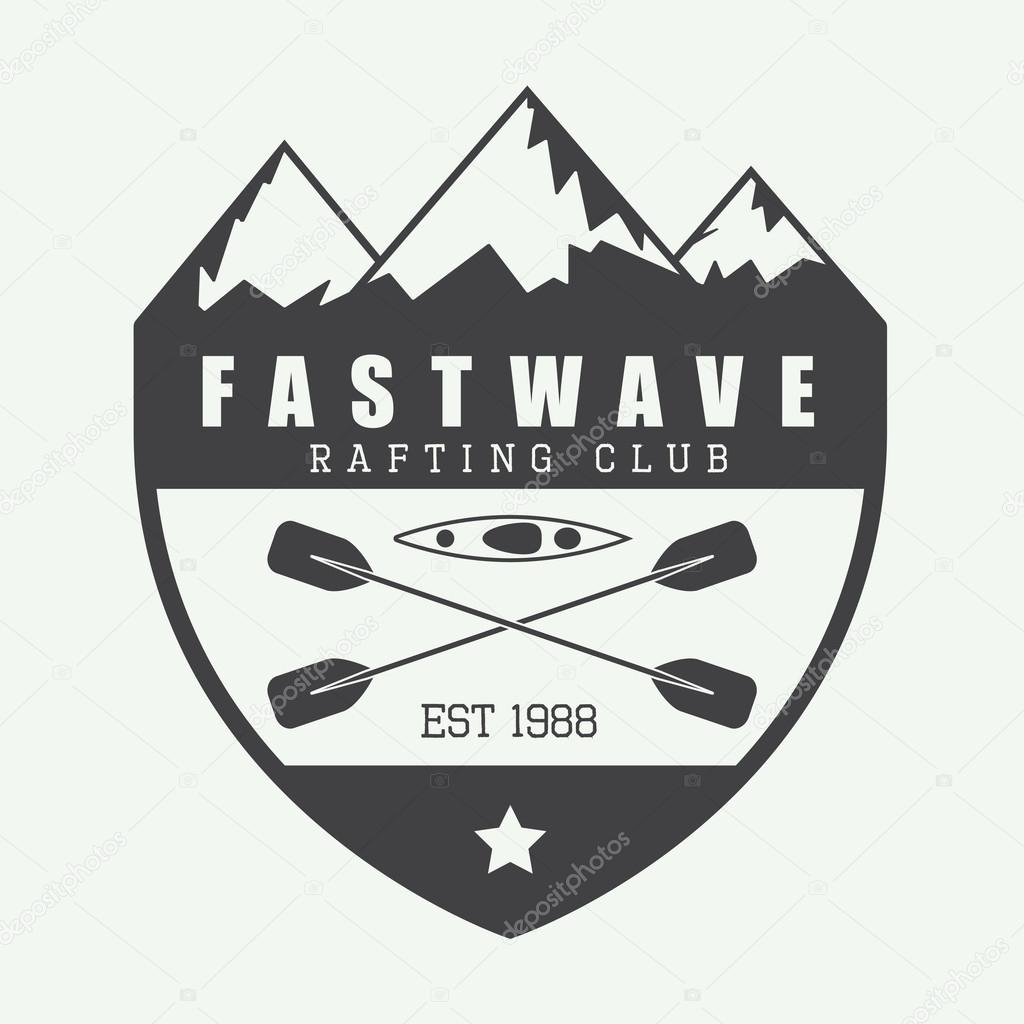 Vintage rafting logo, label or badge. Vector illustration