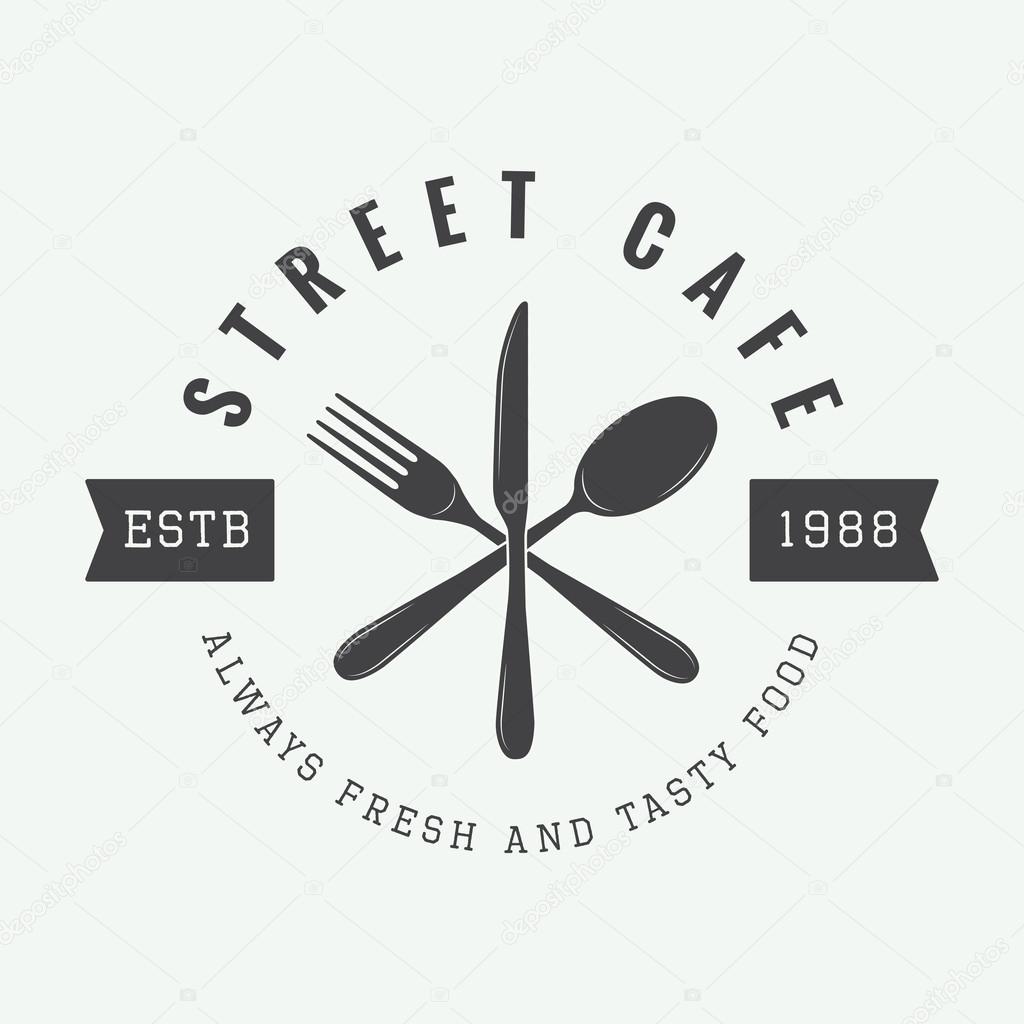 Vintage restaurant logo, badge or emblem. Vector illustration