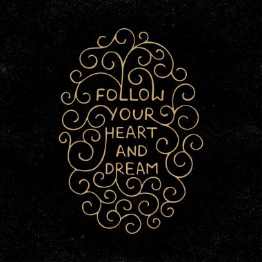 Card with handdrawn typography design element on dark background