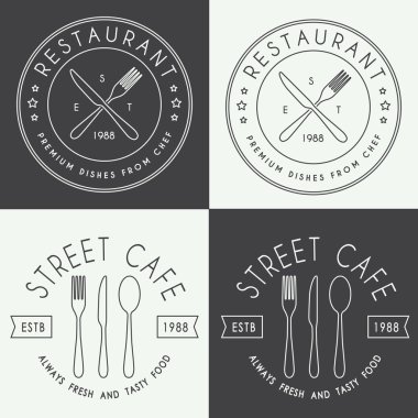 Set of vintage restaurant linear logo, badge and emblem
