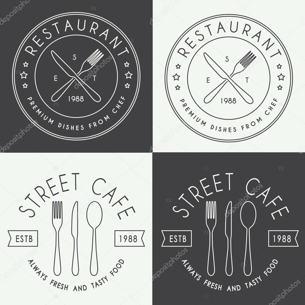 Set of vintage restaurant linear logo, badge and emblem