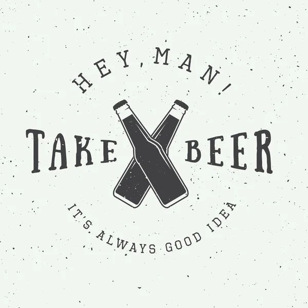 Logotipo de cerveja vintage com slogan e motivação divertida —  Vetores de Stock