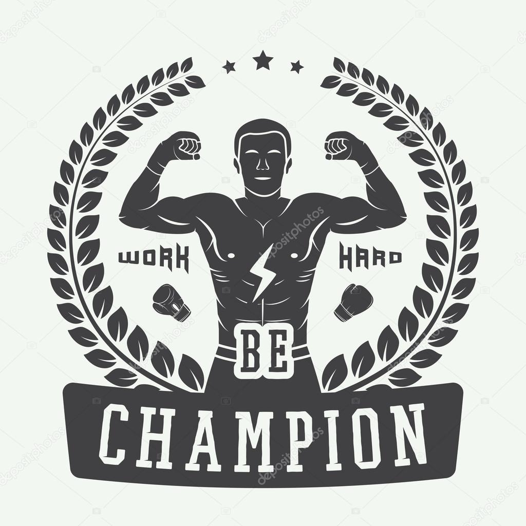 Boxing and martial arts logo, badge or label in vintage style.