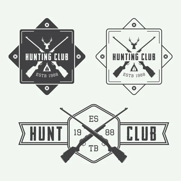 Set of vintage hunting labels, logo, badge and design elements. — Stock Vector