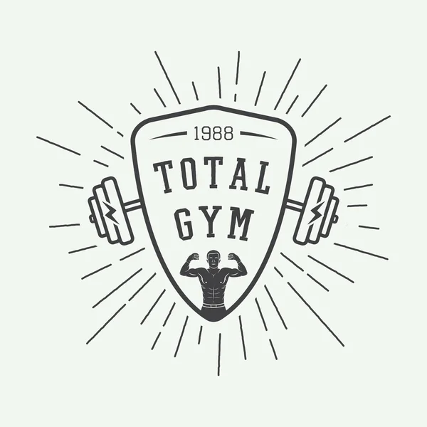 Logo de gymnase, étiquette et / ou badge style vintage — Image vectorielle