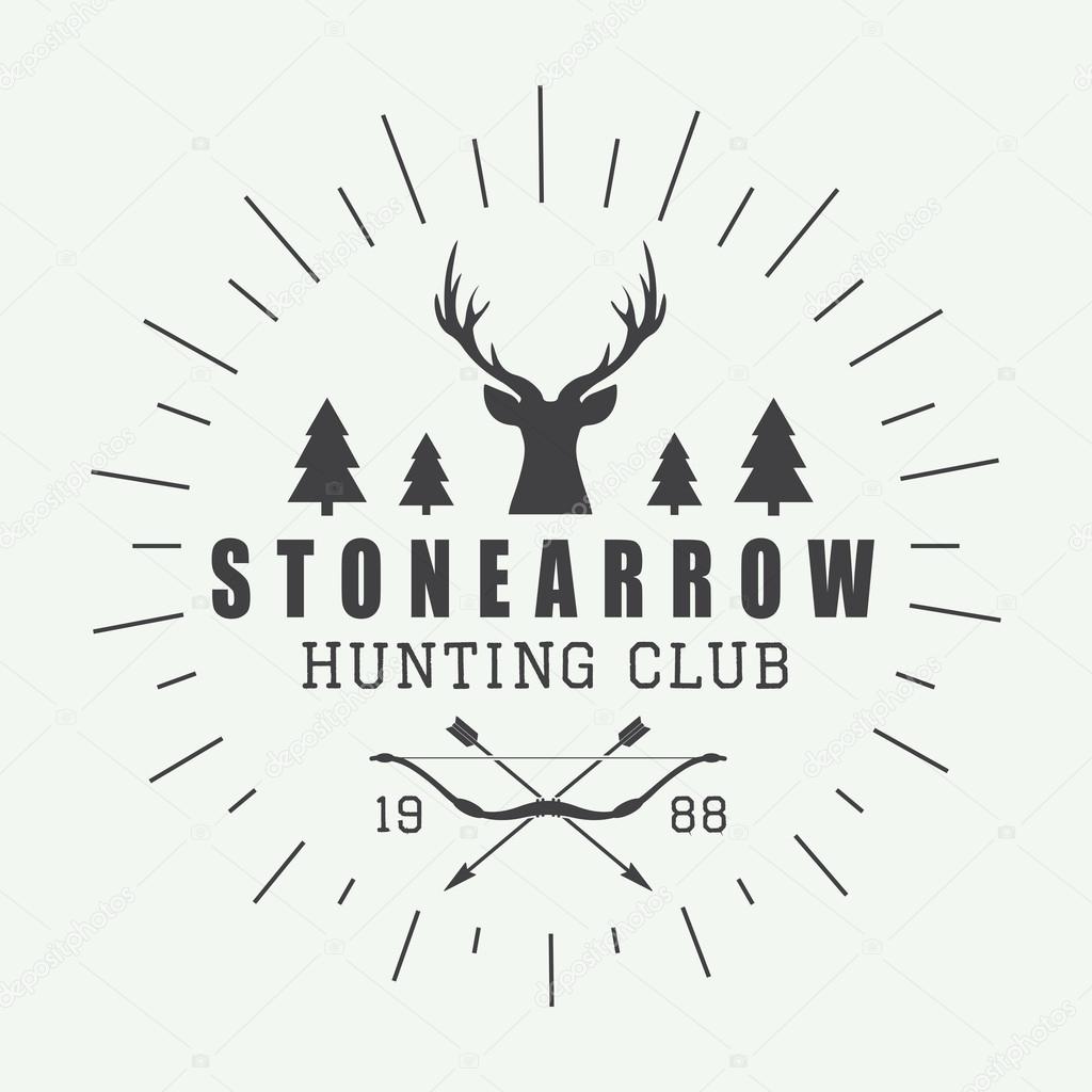 Hunting logo in vintage style. Vector illustration.