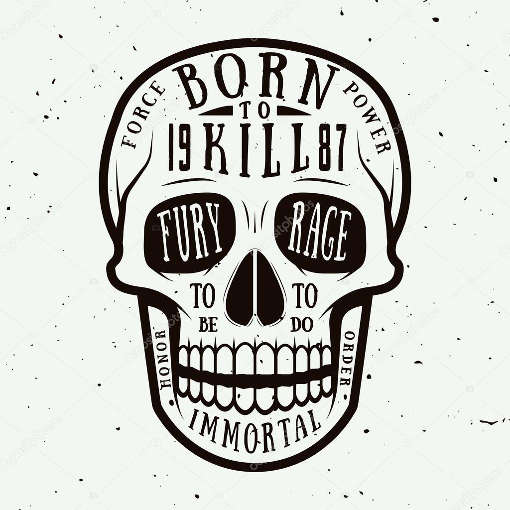 Vintage skull label, emblem and logo. Vector illustration