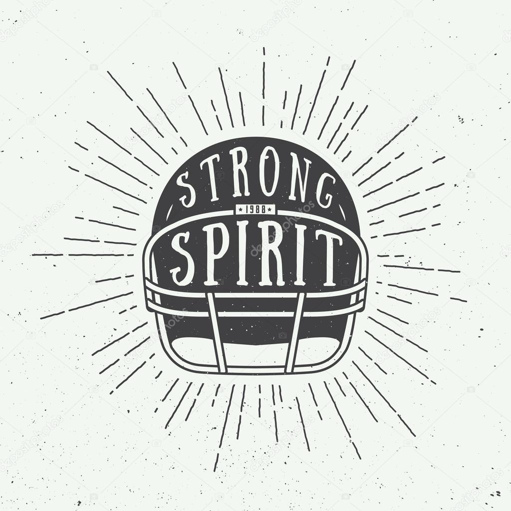 Vintage american football or rugby helm with motivation slogan. Vector illustration