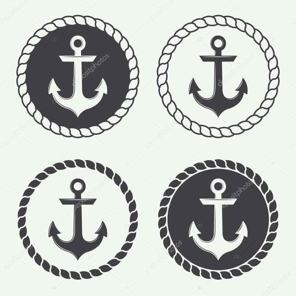 Set of anchors in vintage style.