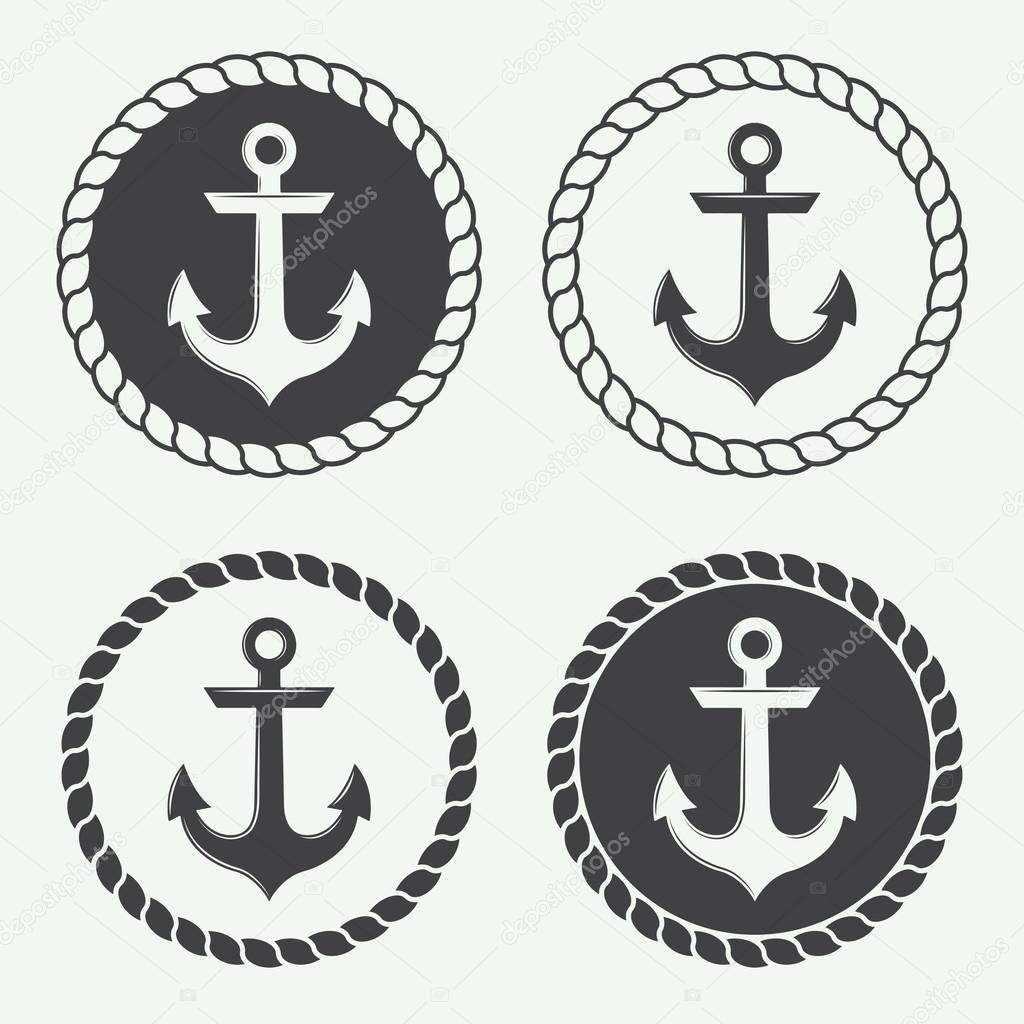 Set of anchors in vintage style. Vector illustration