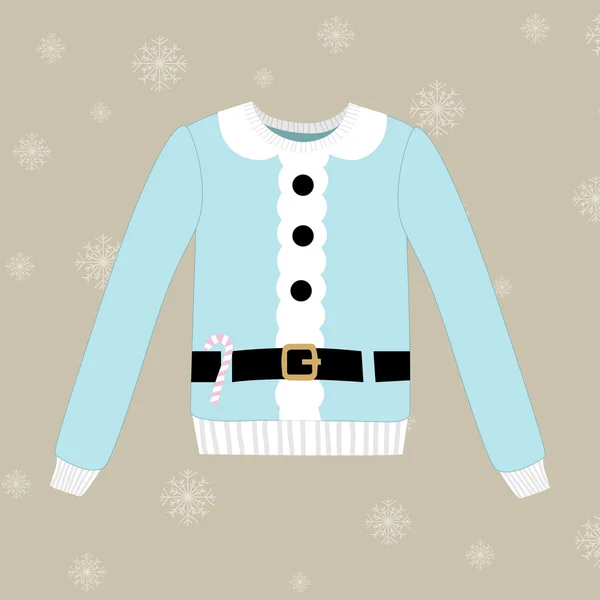 Christmas sweater on vector background with snowflakes — Stock Vector