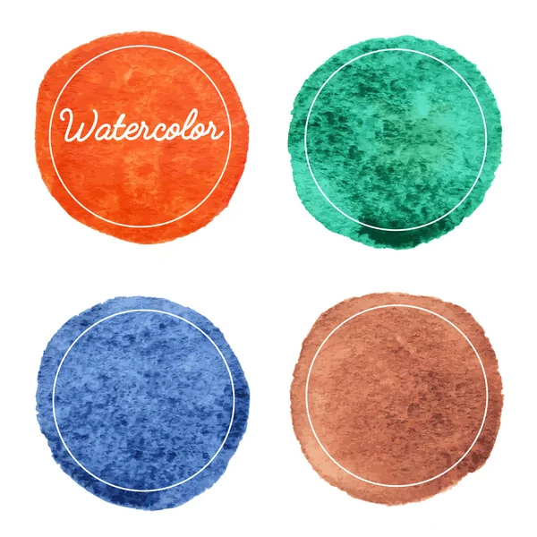 Conjunto de multicolor acuarela dibujado a mano círculos fondo — Vector de stock