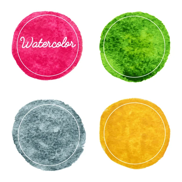 Conjunto de multicolor aquarela mão desenhada círculos fundo — Vetor de Stock