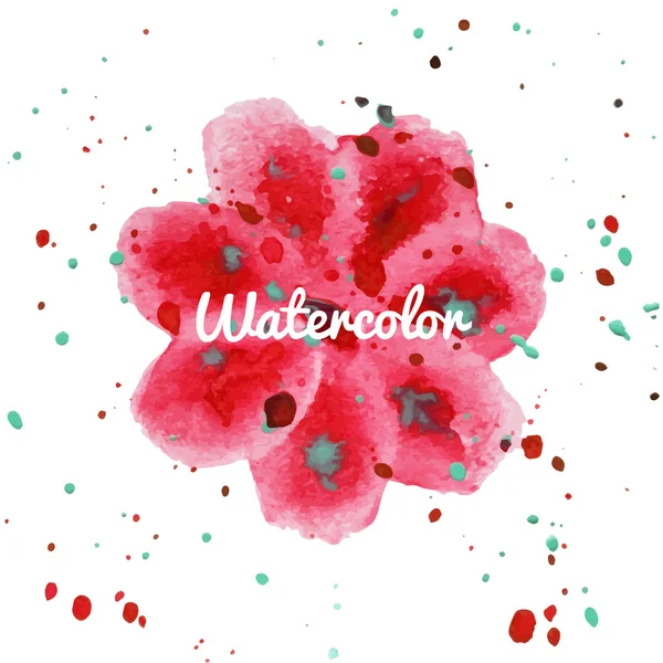 Pink flower splash watercolor hand drawn background — Stock Vector