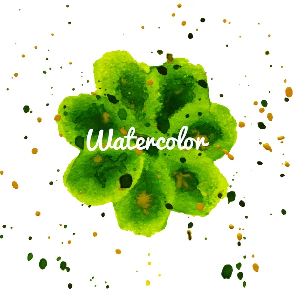 Verde flor salpicadura acuarela mano dibujado vector fondo — Vector de stock