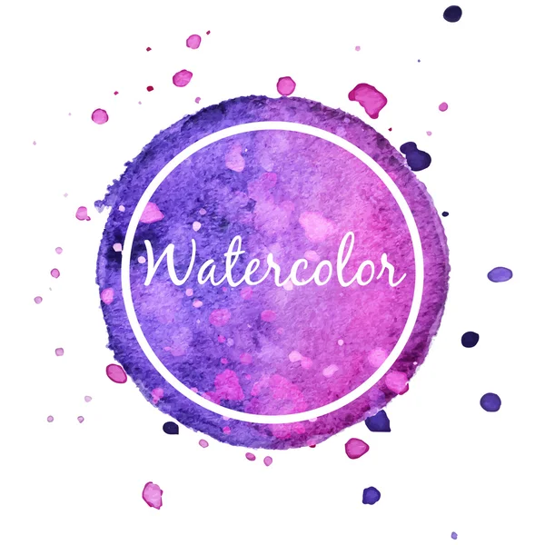 Lilac watercolor splash circle background — Stock Vector