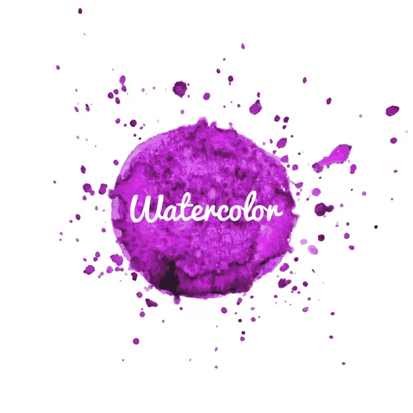 Purple watercolor hand drawn splash background — Stock Vector