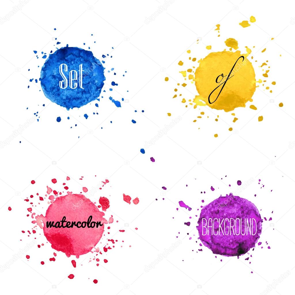 Set of watercolor hand draw splash background isolated on white background.