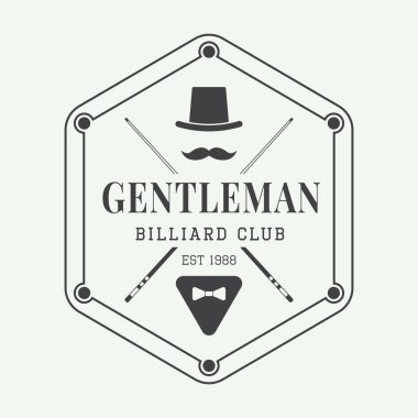 Vintage Bilardo etiket, amblem ve logo