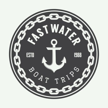 Vintage Donanma logosu, etiket veya rozeti. 