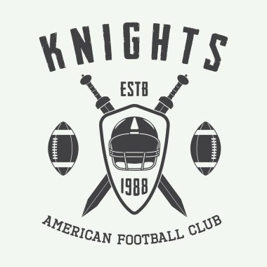 Vintage rugby ve Amerikan futbolu etiket, amblem veya logosu. 