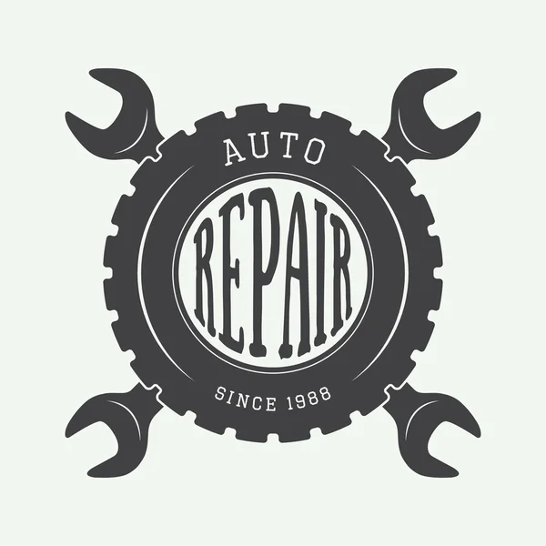 Vintage mechanic label, emblem and logo — Stock Vector