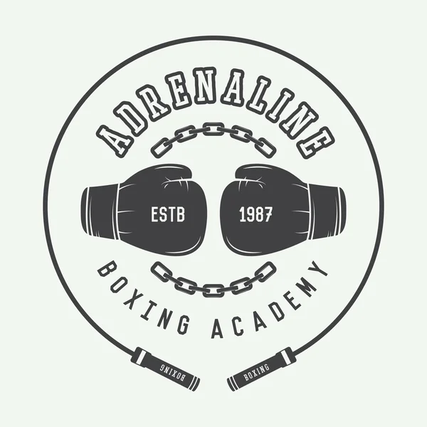 Boxe e artes marciais logotipo, crachá ou rótulo em estilo vintage . —  Vetores de Stock