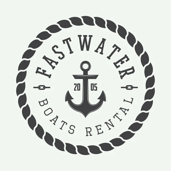 Set de rafting vintage o logo de alquiler de embarcaciones, etiquetas e insignias . — Vector de stock