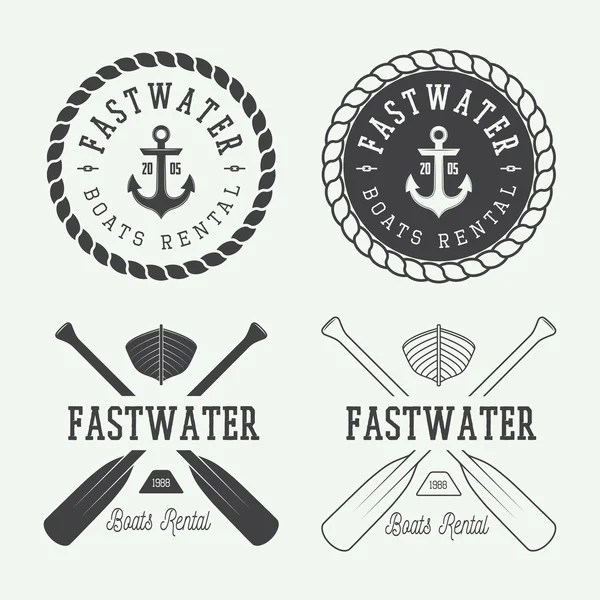 Set of vintage rafting logo, labels and badges. — Stock Vector