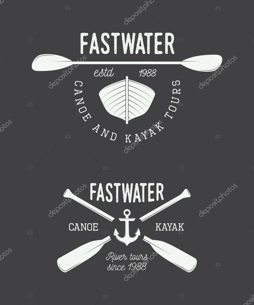 Set if vintage rafting vector logo, labels and badges
