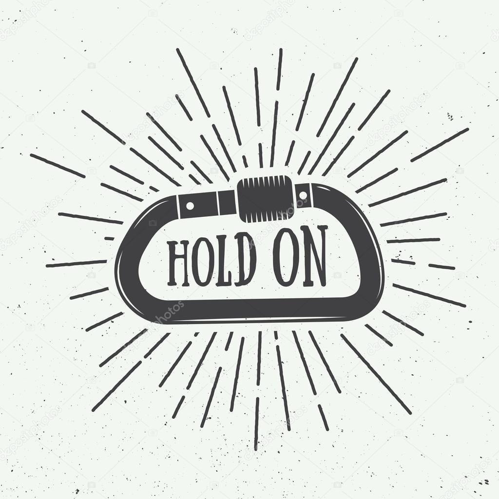 Vintage carabine for mountaineering with slogan. Vector illustration