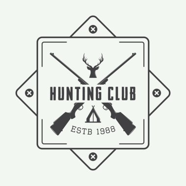 Vintage avcılık etiket, logo veya rozet ve tasarım öğeleri.