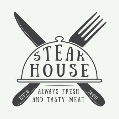 Vintage Restoran logosu, rozet veya amblem.