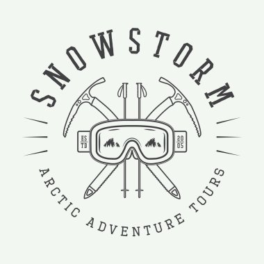 Vintage kutup dağcılık logo, rozet, amblemi. 