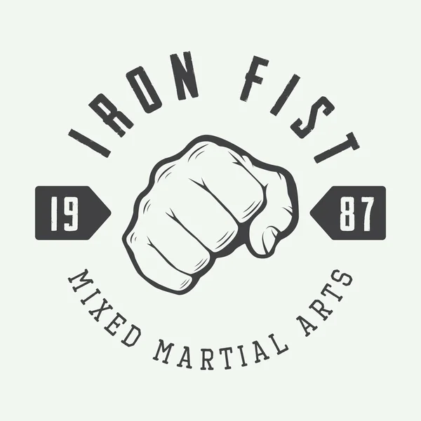 Logotipo, insignia o emblema de artes marciales mixtas vintage . — Archivo Imágenes Vectoriales