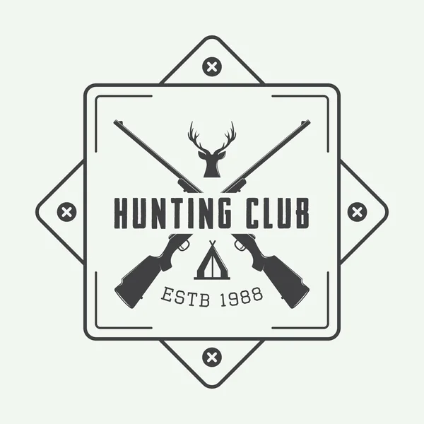 Vintage hunting label, logo or badge and design elements. — Stock Vector