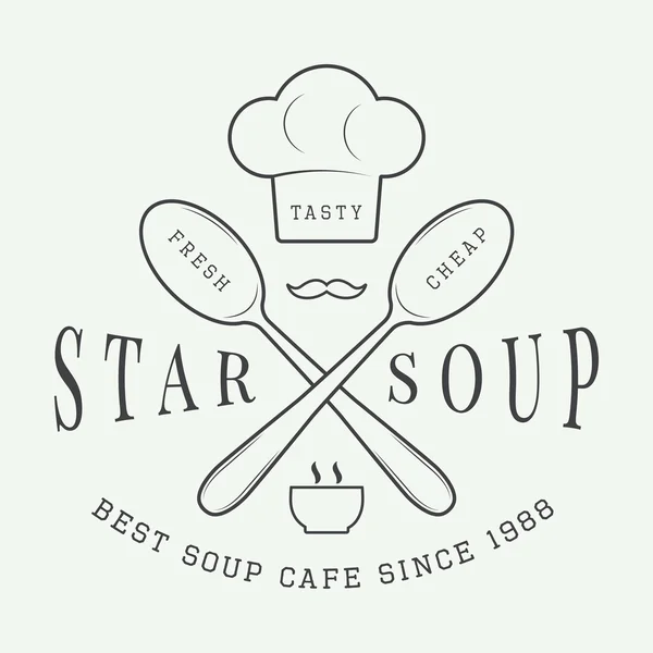 Vintage restaurant logo, badge or emblem — Stock Vector