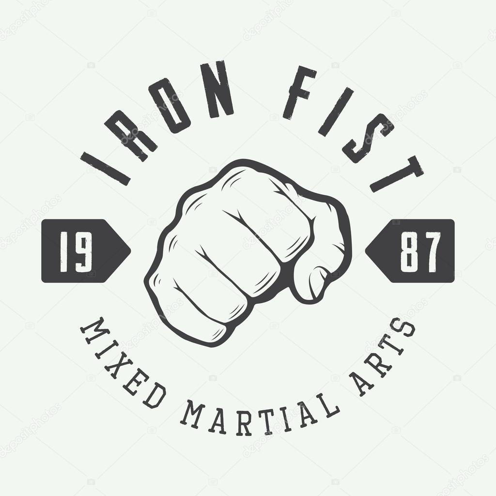 Vintage mixed martial arts logo, badge or emblem. Vector illustration