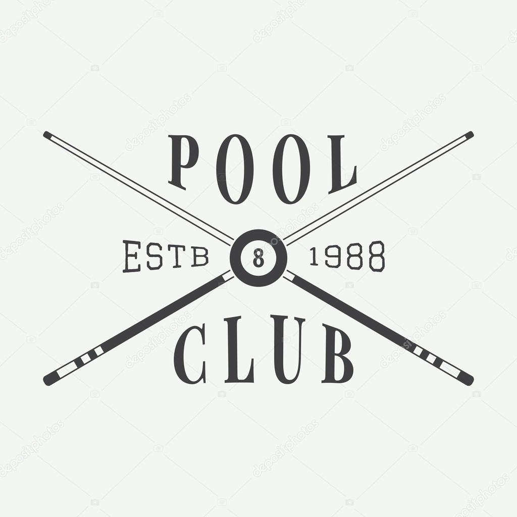 Vintage billiard label, emblem and logo
