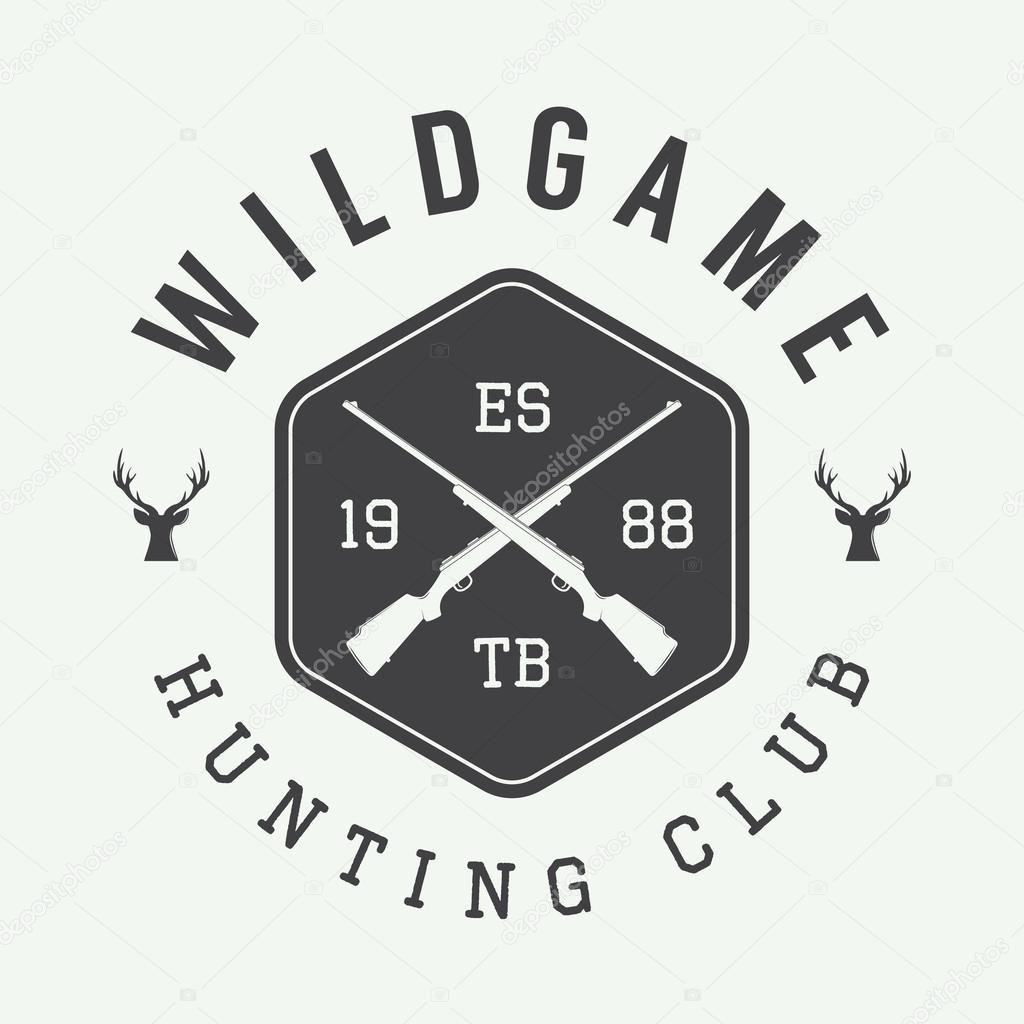 Vintage hunting label, logo or badge and design elements. 