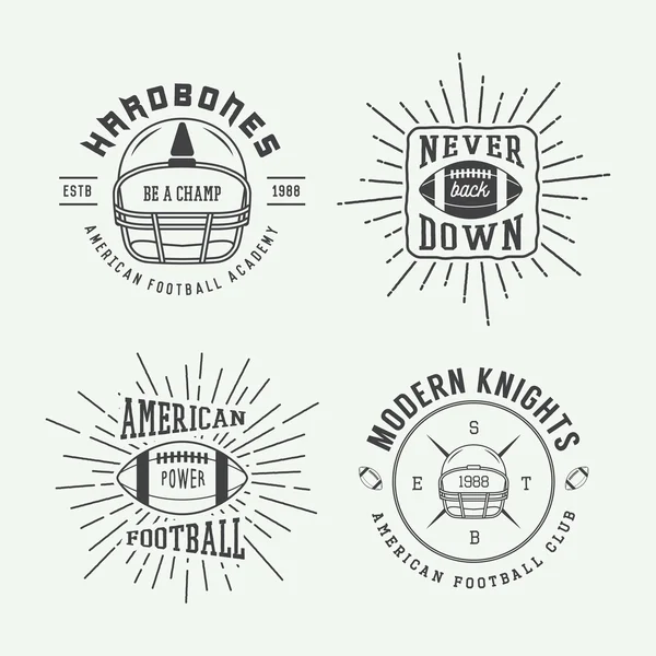 Uppsättning av vintage rugby och amerikansk fotboll etiketter, emblem och l — Stock vektor